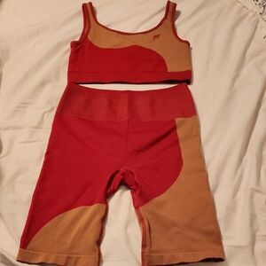 Fabletics Red and Tan Muscle Tee